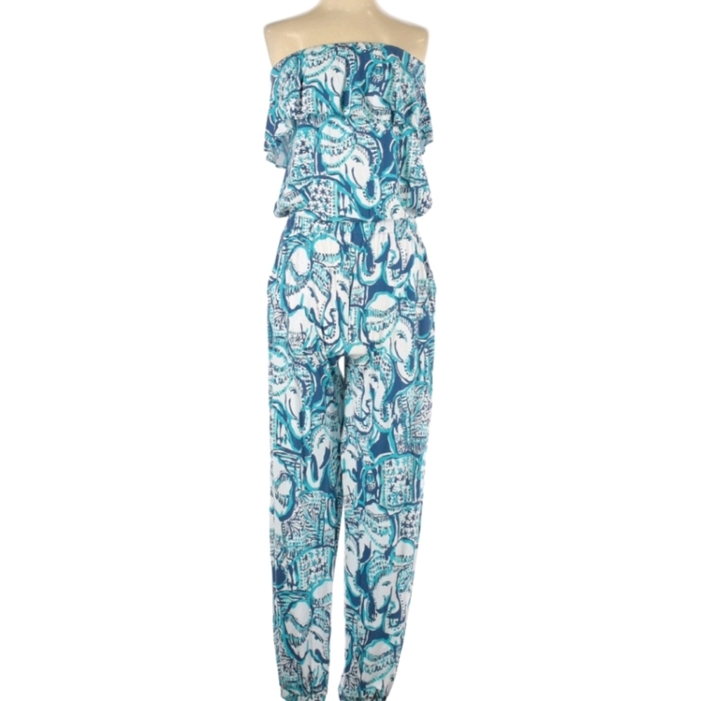 Lilly Pulitzer blue elephant jumpsuit XS